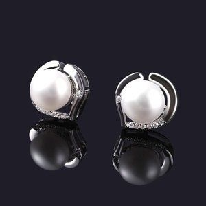 B.Catcher Silver Pearl Earrings 925 Sterling Silve